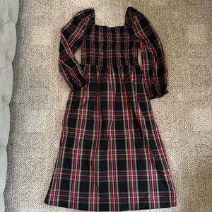J crew factory plaid smocked dress